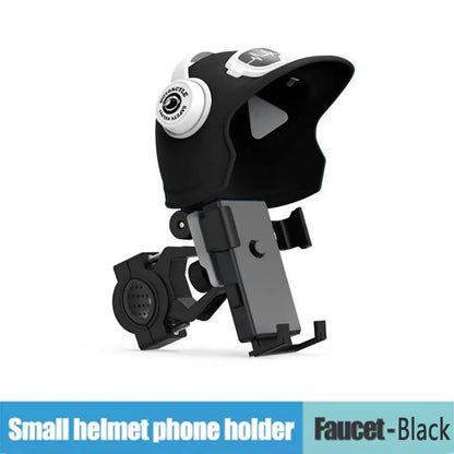 Motorcycle Bike Phone Holder Rain & Sun Shield – 360° Rotating Bike Handlebar Mount for Electric Bicycle, Scooter & Motorcycle Cartoon Helmet Phone Sunshade Umbrella Phone Bracket