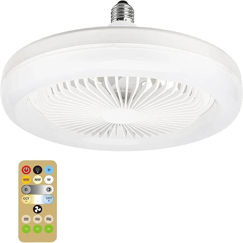 3In1 Ceiling Fan with Lighting Lamp E27 Converter Base with Remote Control for Bedroom Living, Home Silent Ac85-265V Cooling