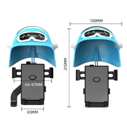 Motorcycle Bike Phone Holder Rain & Sun Shield – 360° Rotating Bike Handlebar Mount for Electric Bicycle, Scooter & Motorcycle Cartoon Helmet Phone Sunshade Umbrella Phone Bracket