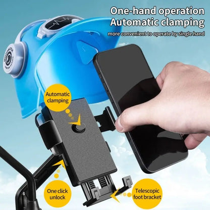 Motorcycle Bike Phone Holder Rain & Sun Shield – 360° Rotating Bike Handlebar Mount for Electric Bicycle, Scooter & Motorcycle Cartoon Helmet Phone Sunshade Umbrella Phone Bracket