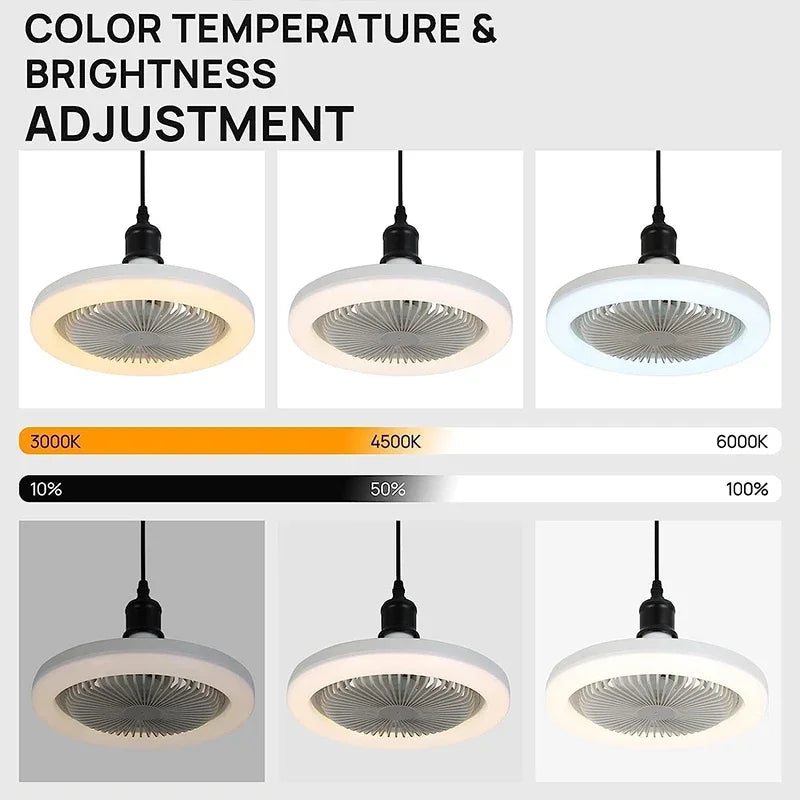 3In1 Ceiling Fan with Lighting Lamp E27 Converter Base with Remote Control for Bedroom Living, Home Silent Ac85-265V Cooling