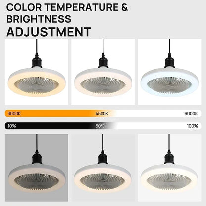 3In1 Ceiling Fan with Lighting Lamp E27 Converter Base with Remote Control for Bedroom Living, Home Silent Ac85-265V Cooling