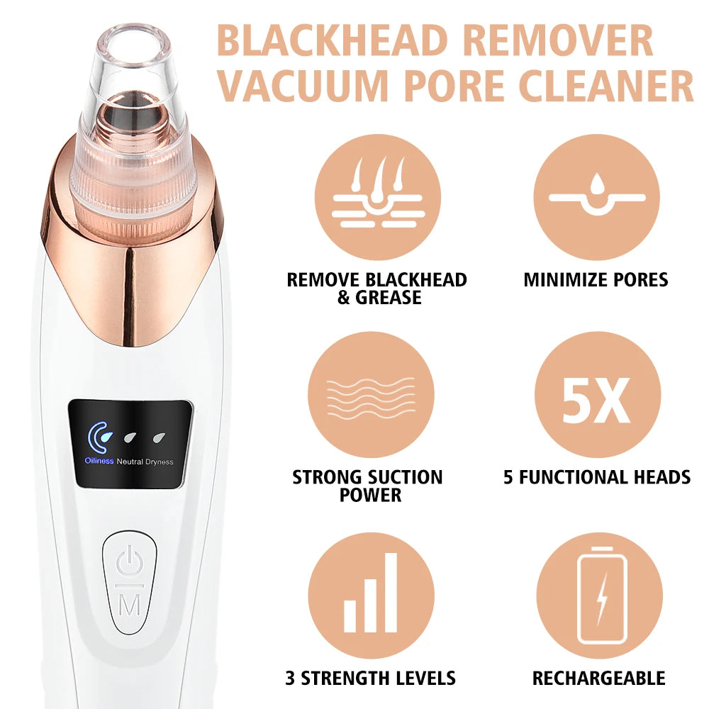 BLACKHEAD VACUUM PRO – Deep Pore Cleaner with 5 Suction Heads & Adjustable Suction Levels