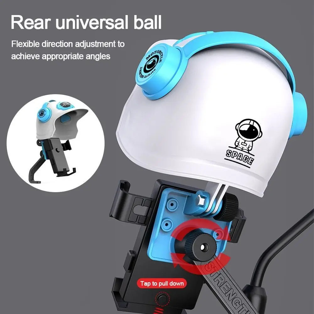 Motorcycle Bike Phone Holder Rain & Sun Shield – 360° Rotating Bike Handlebar Mount for Electric Bicycle, Scooter & Motorcycle Cartoon Helmet Phone Sunshade Umbrella Phone Bracket