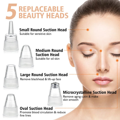 BLACKHEAD VACUUM PRO – Deep Pore Cleaner with 5 Suction Heads & Adjustable Suction Levels