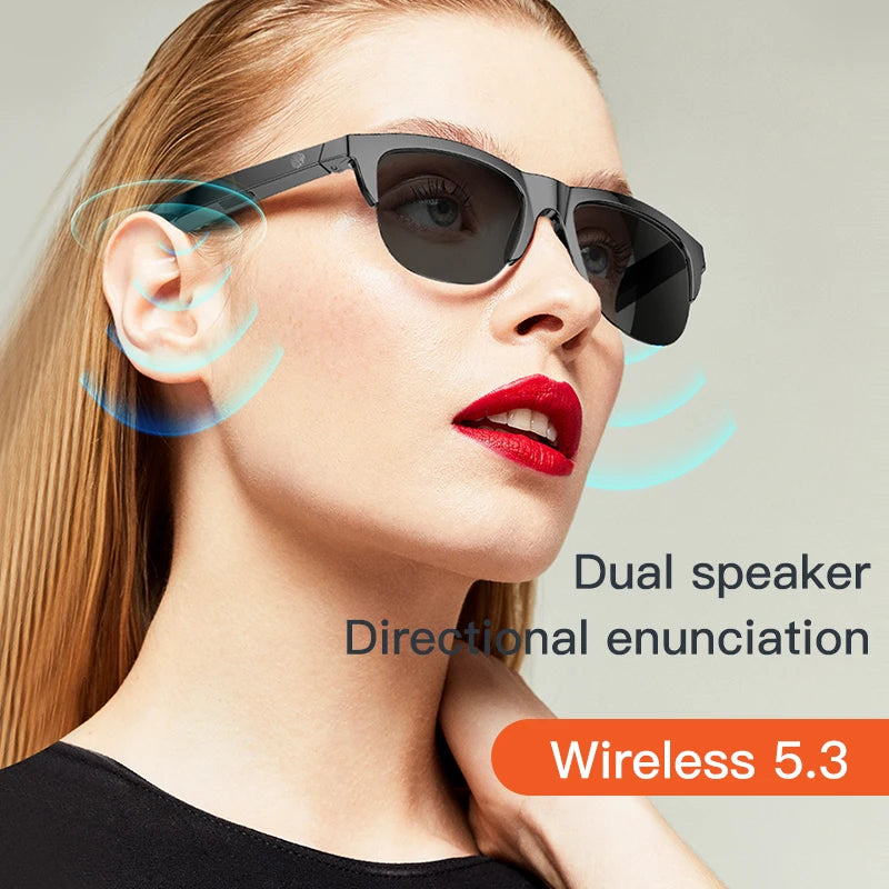 Unisex Smart Bluetooth V5.3 Sunglasses Glasses Call Outdoor Sports Headphones HIFI Black Technology Anti-Touch UV for Men and Women