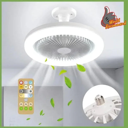 3In1 Ceiling Fan with Lighting Lamp E27 Converter Base with Remote Control for Bedroom Living, Home Silent Ac85-265V Cooling