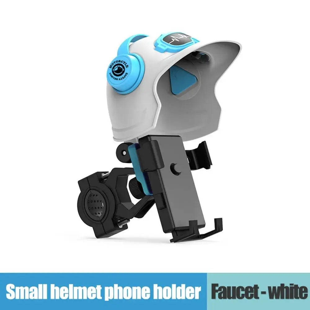 Motorcycle Bike Phone Holder Rain & Sun Shield – 360° Rotating Bike Handlebar Mount for Electric Bicycle, Scooter & Motorcycle Cartoon Helmet Phone Sunshade Umbrella Phone Bracket