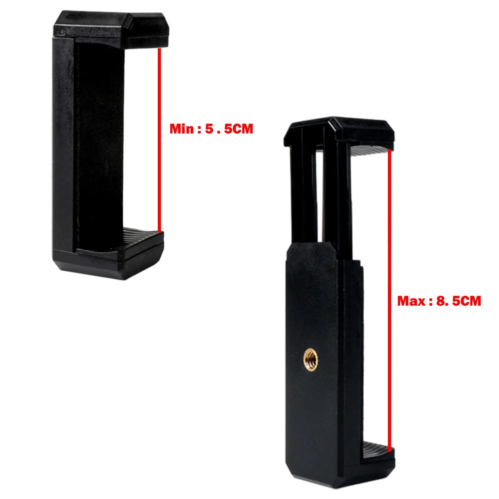 Universal Phone Tripod Mount Adapter – Adjustable Smartphone Holder with Dual 1/4" Screw Mount Clip, Cellphone Holder, Mount Desk-Stand-Bracket-Clip-Tripod-Adapter