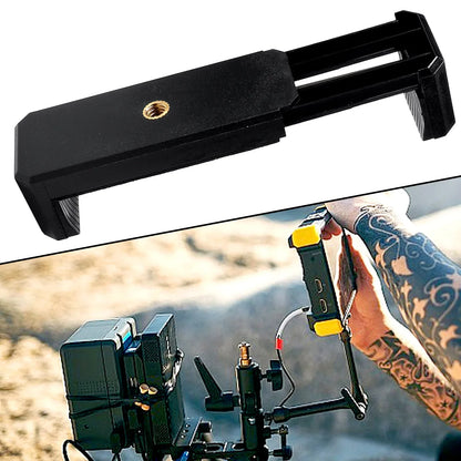 Universal Phone Tripod Mount Adapter – Adjustable Smartphone Holder with Dual 1/4" Screw Mount Clip, Cellphone Holder, Mount Desk-Stand-Bracket-Clip-Tripod-Adapter