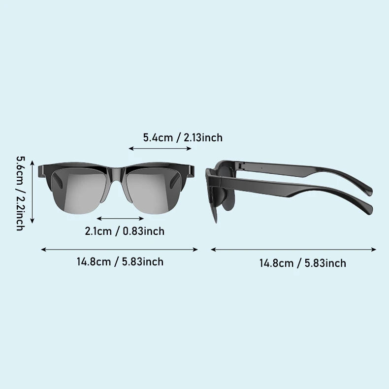 Unisex Smart Bluetooth V5.3 Sunglasses Glasses Call Outdoor Sports Headphones HIFI Black Technology Anti-Touch UV for Men and Women