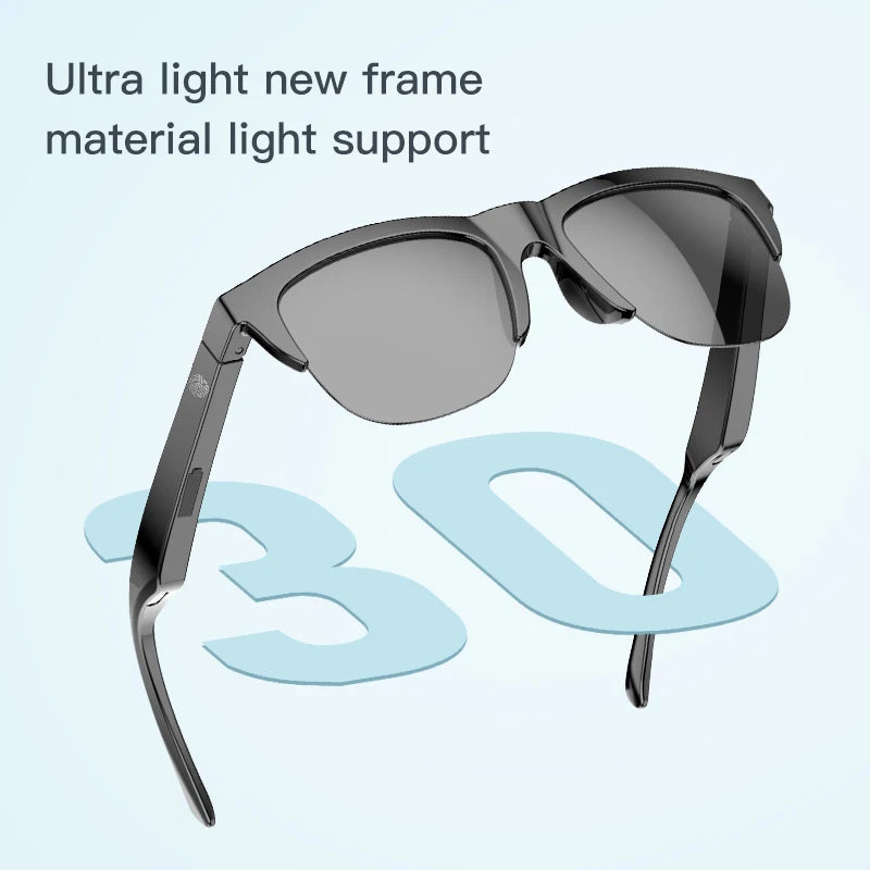 Unisex Smart Bluetooth V5.3 Sunglasses Glasses Call Outdoor Sports Headphones HIFI Black Technology Anti-Touch UV for Men and Women
