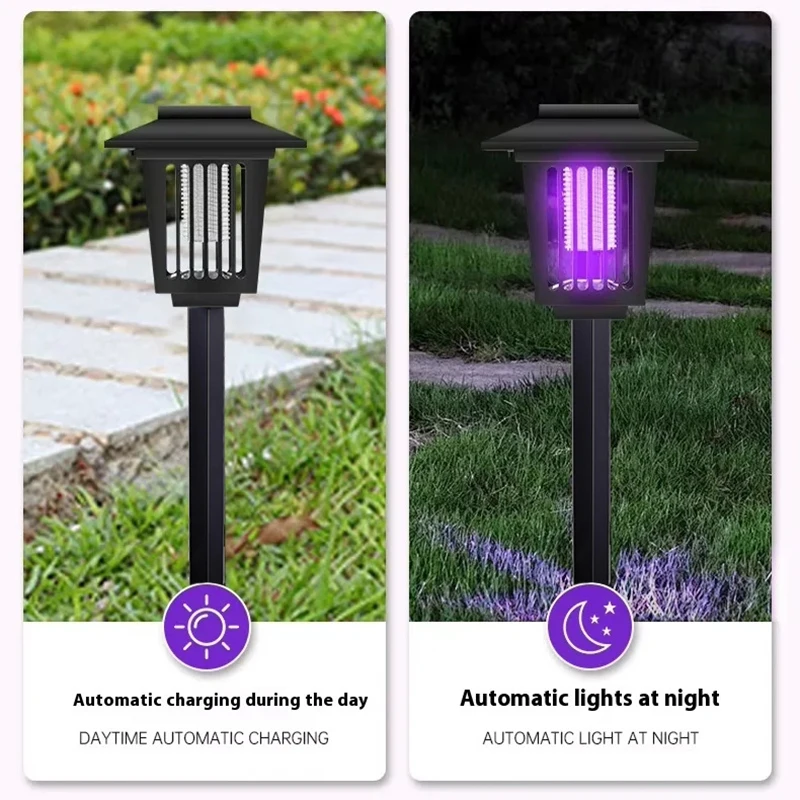 Solar Bug Zapper Waterproof Outdoor Mosquito Zapper Killer and Lighting Repellent Lamp for Indoor Outdoor Use Garden Patio