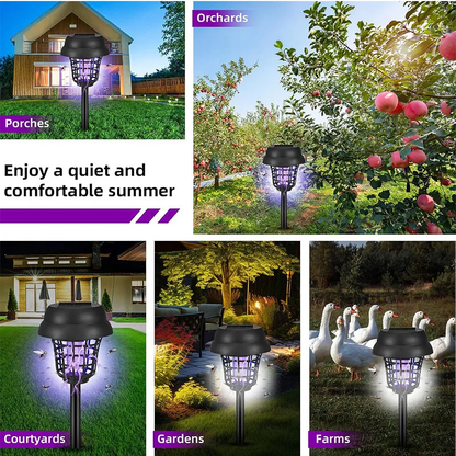 Solar Bug Zapper Waterproof Outdoor Mosquito Zapper Killer and Lighting Repellent Lamp for Indoor Outdoor Use Garden Patio