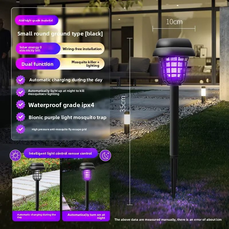 Solar Bug Zapper Waterproof Outdoor Mosquito Zapper Killer and Lighting Repellent Lamp for Indoor Outdoor Use Garden Patio