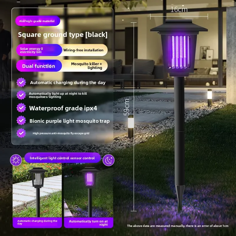 Solar Bug Zapper Waterproof Outdoor Mosquito Zapper Killer and Lighting Repellent Lamp for Indoor Outdoor Use Garden Patio