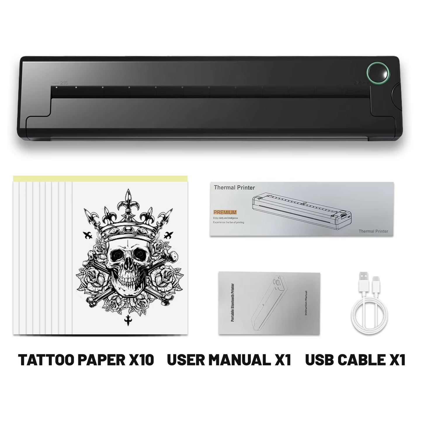Wireless A4 Mini Thermal Printer, Ink Free, Bluetooth, Multifunctional. For: Business, Tattoo Stencil, document printing