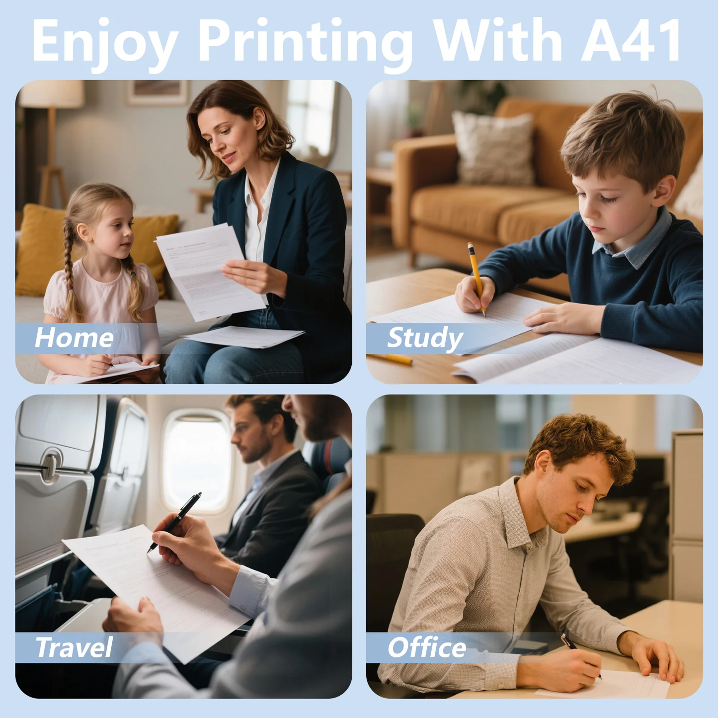 Wireless A4 Mini Thermal Printer, Ink Free, Bluetooth, Multifunctional. For: Business, Tattoo Stencil, document printing