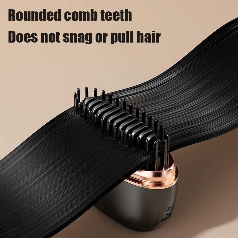 Wireless Travel Hair Straightener Brush 2 in 1 Cordless Hair Straightener & Curler Portable Anti-Frizz Hair Styling Comb USB Rechargeable Mini Hair Ironing
