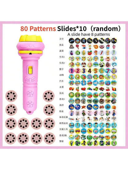 Cartoon Projection Flashlight Toy with Picture Slides for Kids