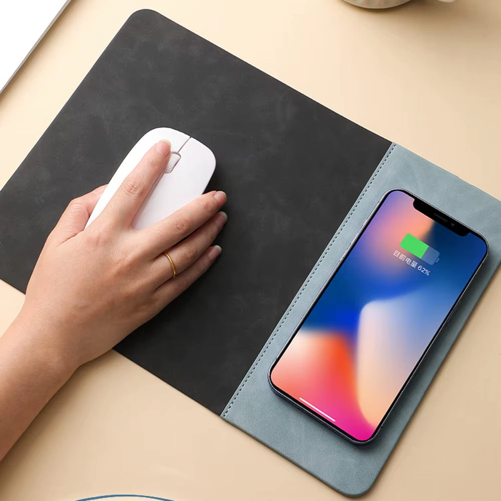 Revolutionary 2-in-1 PU Leather Gaming Mouse Pad with 15W Wireless Fast Charging for Ultimate PC and Laptop Experience
