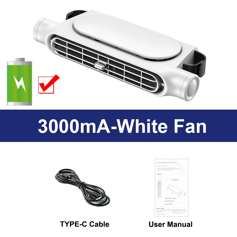 Car Seat Cooling Fan 3 Speed Adjustable 5V USB Car Headrest Cooling Air Fan Car Seat Fan for Front Rear Car Interior Accessories