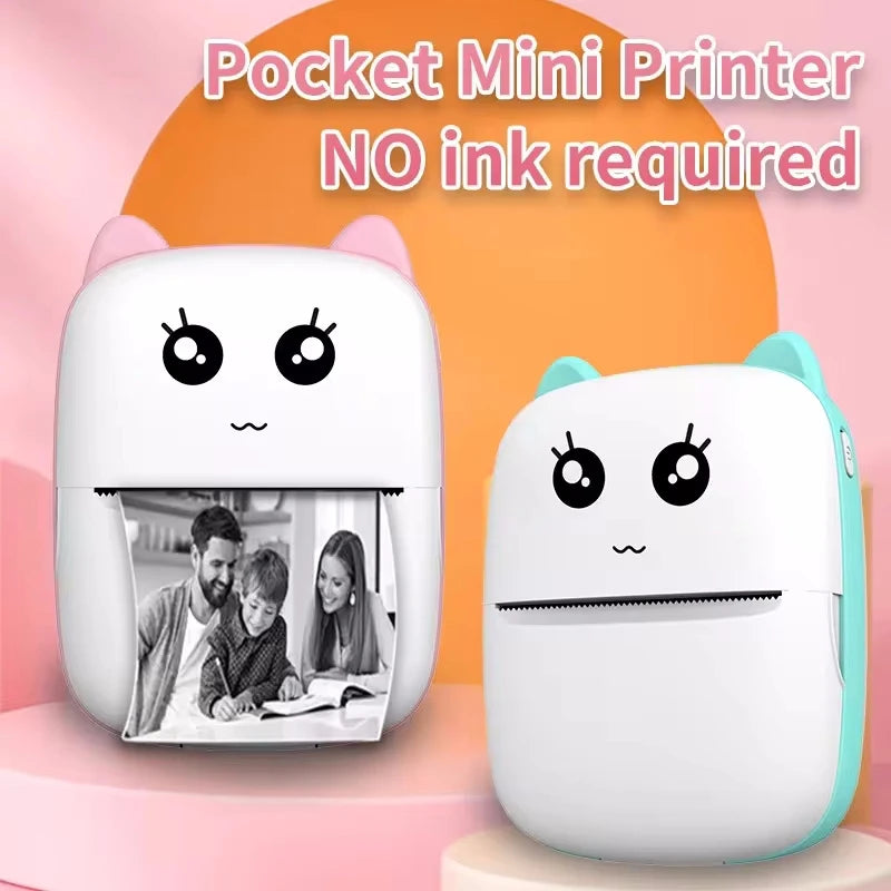 Mini Cat Portable Thermal Printer – Wireless Bluetooth Photo & Label Printer for iOS & Android