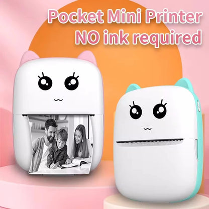 Mini Cat Portable Thermal Printer – Wireless Bluetooth Photo & Label Printer for iOS & Android