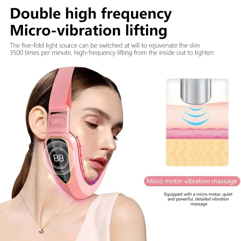 LED Facial Lifting Electric Device, Face Slimming Massager V-Line Chin Lift Beauty Device Red Blue Light Therapy Facial Sculpting Machine Anti-Wrinkle Skin Tightening Double Chin Reducer USB Rechargeable