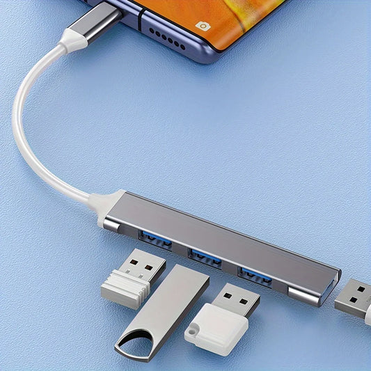 Enhance Your Connectivity with the 4-Port Multi-Splitter Type C Hub USB Adapter - Perfect for Xiaomi, Lenovo, MacBook, and More!