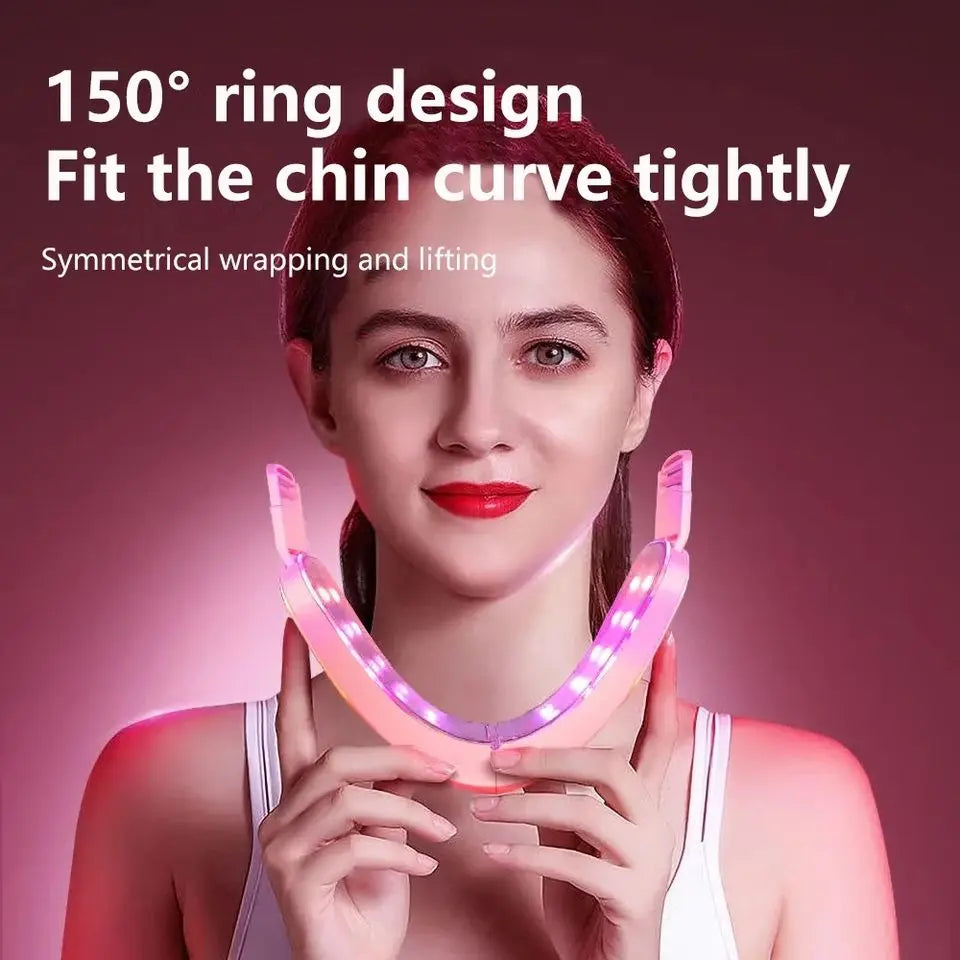 LED Facial Lifting Electric Device, Face Slimming Massager V-Line Chin Lift Beauty Device Red Blue Light Therapy Facial Sculpting Machine Anti-Wrinkle Skin Tightening Double Chin Reducer USB Rechargeable