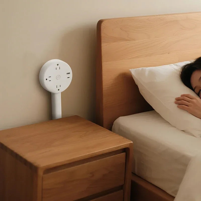 Rotating Wall Outlet Extender with Adjustable Multi-Plug Design