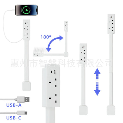 Rotating Wall Outlet Extender with Adjustable Multi-Plug Design