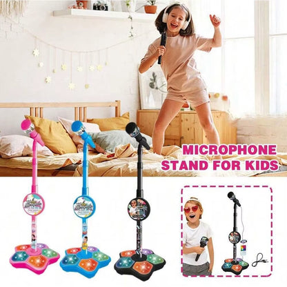 Kids Karaoke Microphone Stand Toy Portable Singing Machine Adjustable Music Mic with LED Lights, Kids Summer Hobby