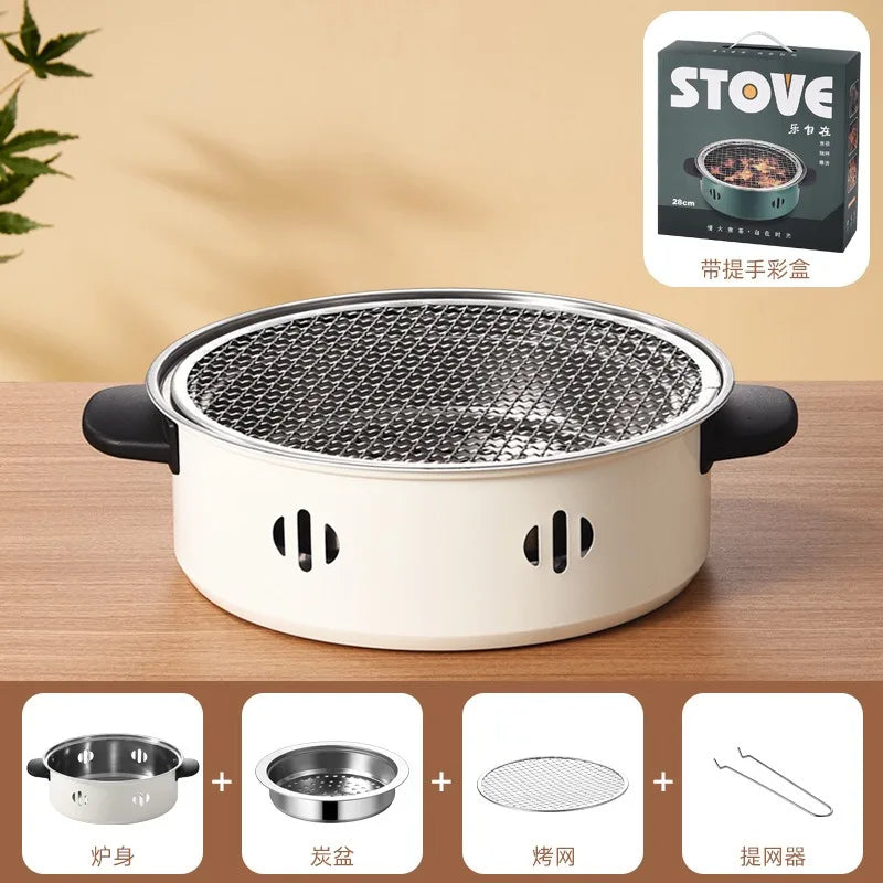 Barbecue Grill Home Barbecue Outdoor Camping Charcoal BBQ Stove Grills Mesh Portable Smokeless Barbecue Grill Pan, Picnic cooking