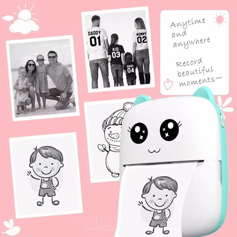 Mini Cat Portable Thermal Printer – Wireless Bluetooth Photo & Label Printer for iOS & Android
