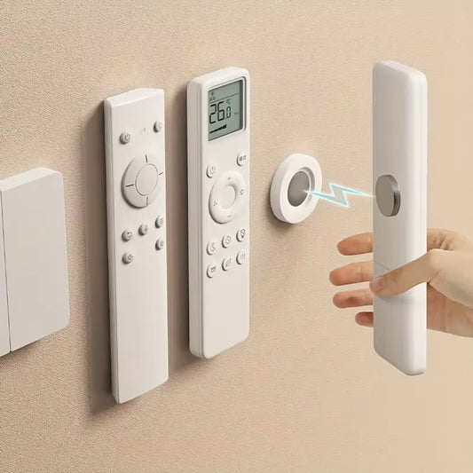 3Pcs No Drill Magnetic Remote Holder - Wall Mount for TV/AC/DVD Remotes, White Space-Saving Design