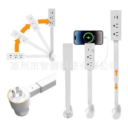 Rotating Wall Outlet Extender with Adjustable Multi-Plug Design