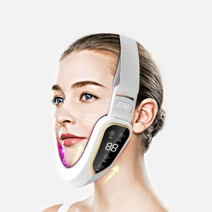 LED Facial Lifting Electric Device, Face Slimming Massager V-Line Chin Lift Beauty Device Red Blue Light Therapy Facial Sculpting Machine Anti-Wrinkle Skin Tightening Double Chin Reducer USB Rechargeable