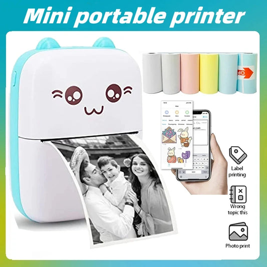Mini Cat Portable Thermal Printer – Wireless Bluetooth Photo & Label Printer for iOS & Android