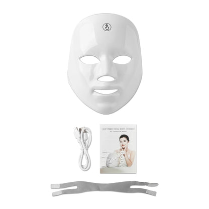 LED Facial Mask Photon Therapy, Beauty Device USB Rechargeable Anti-Aging Skin Rejuvenation Face Lifting Whitening LED Face Mask light 7 Colors 