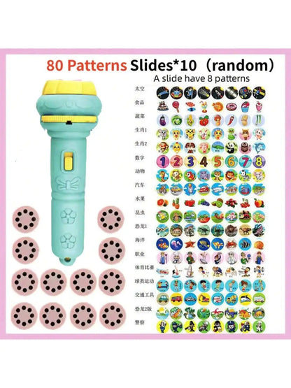 Cartoon Projection Flashlight Toy with Picture Slides for Kids