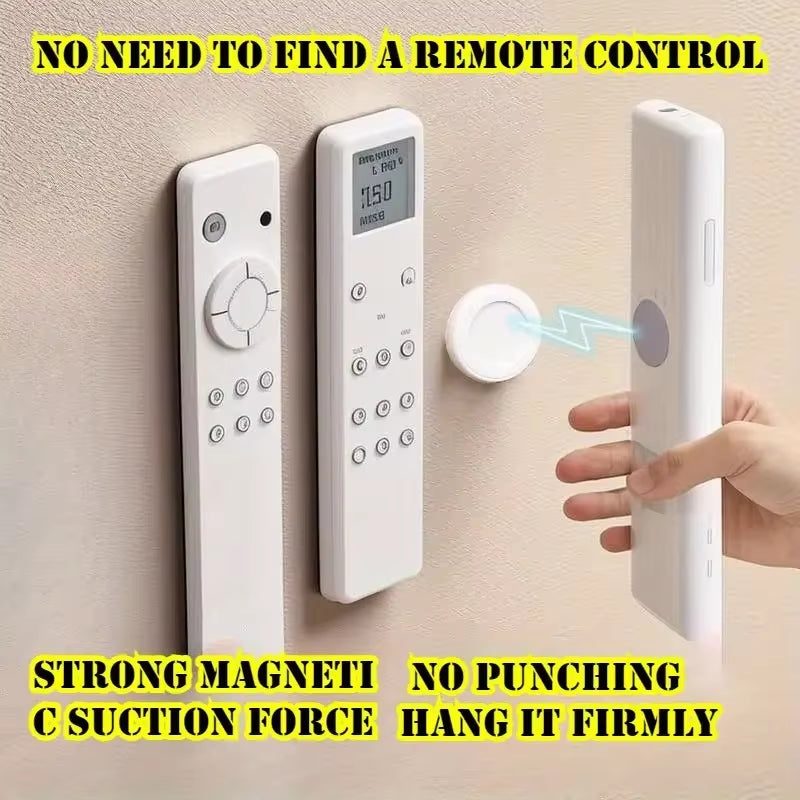 3Pcs No Drill Magnetic Remote Holder - Wall Mount for TV/AC/DVD Remotes, White Space-Saving Design
