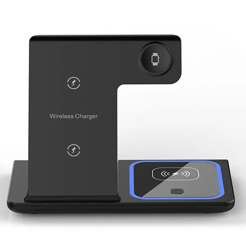 3-in-1  Wireless Charging Station Foldable for iPhone, Apple Watch & AirPods – Fast Qi Wireless Charger Stand with Type-C Cable