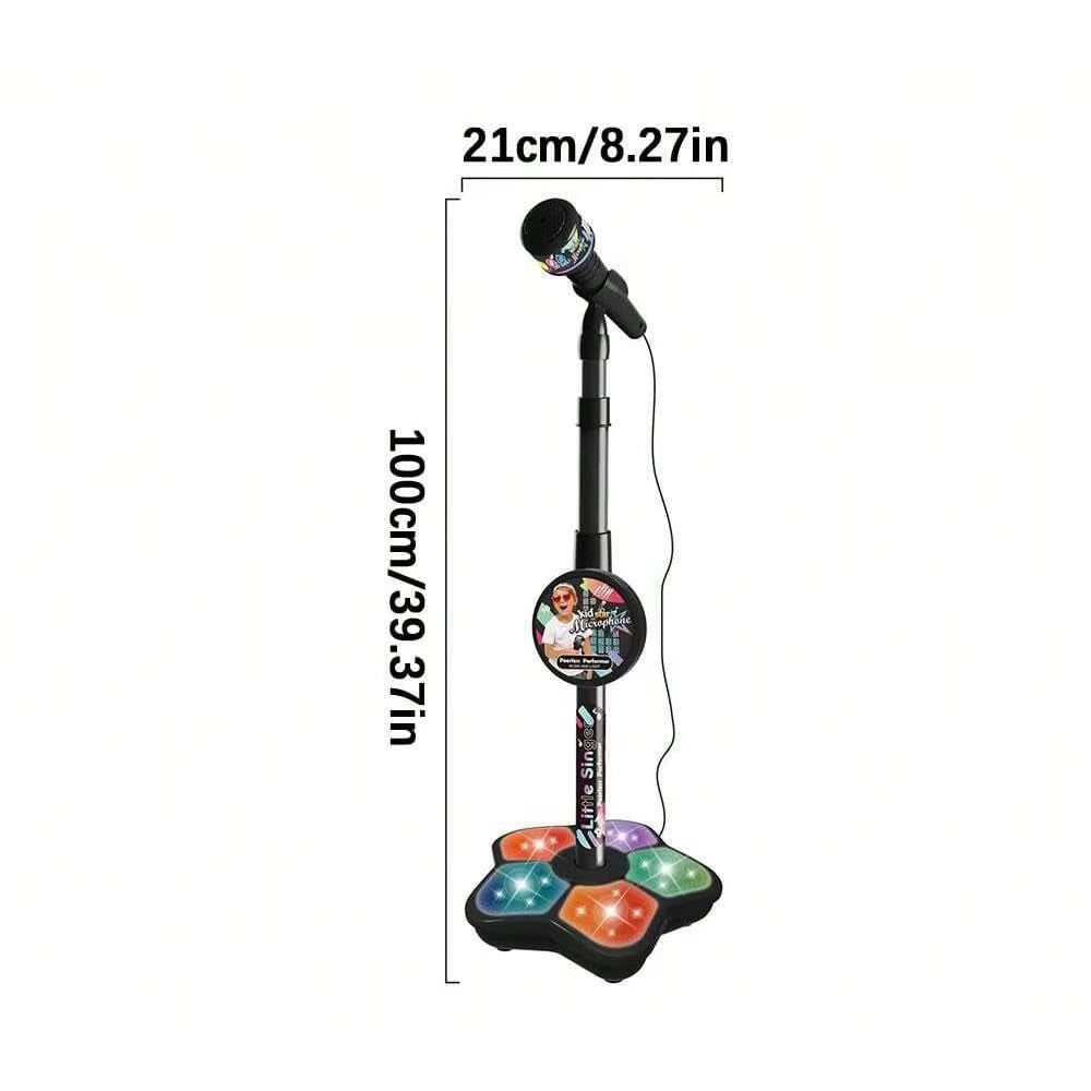 Kids Karaoke Microphone Stand Toy Portable Singing Machine Adjustable Music Mic with LED Lights, Kids Summer Hobby