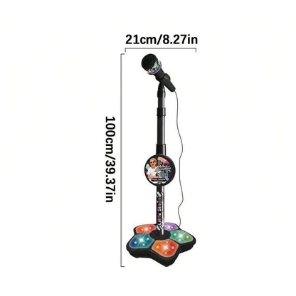 Kids Karaoke Microphone Stand Toy Portable Singing Machine Adjustable Music Mic with LED Lights, Kids Summer Hobby