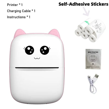 Mini Cat Portable Thermal Printer – Wireless Bluetooth Photo & Label Printer for iOS & Android