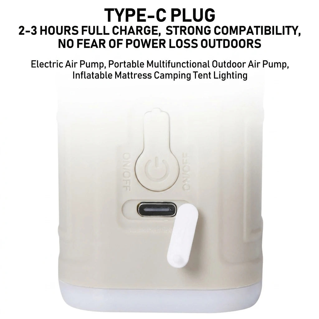 3 in 1 Air Mattress Electric AIR PUMP, USB Rechargeable Mini Inflator Deflator with Camping Light SOS Lantern, Sleeping Pad Pool Floats Outdoor Camping Travel