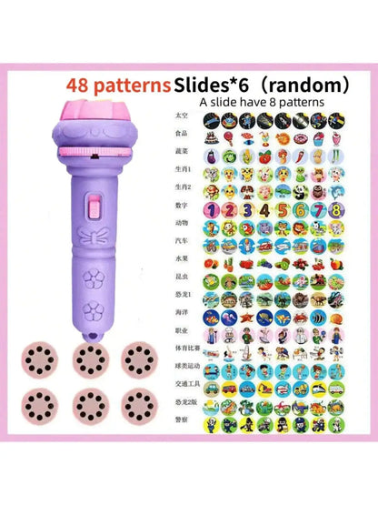 Cartoon Projection Flashlight Toy with Picture Slides for Kids