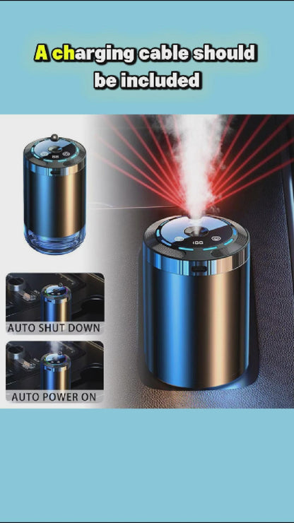Moderner Auto-Aroma-Diffusor, USB-wiederaufladbarer Lufterfrischer und Luftbefeuchter mit einstellbarer Duftintensität und LED-Umgebungslicht